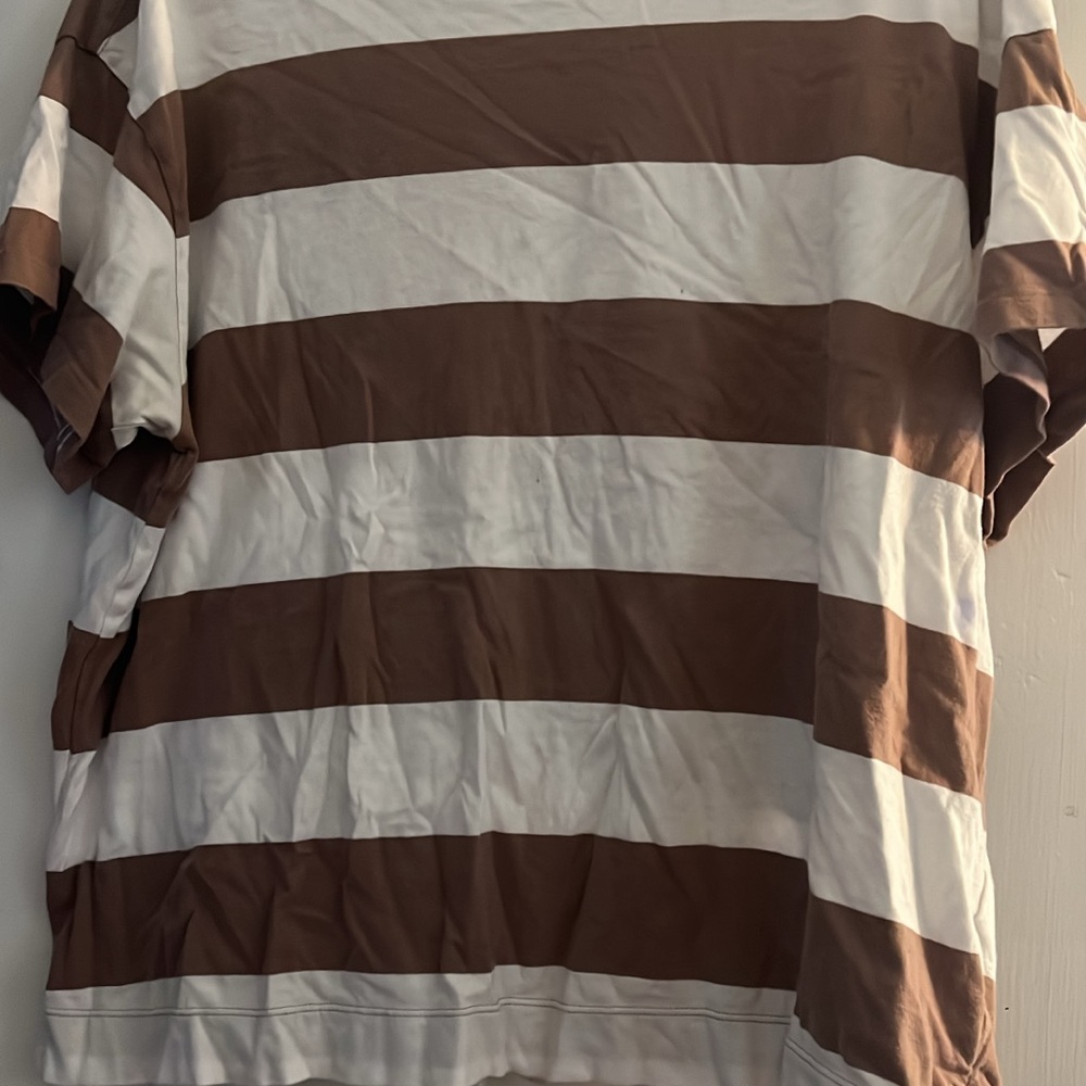 Brown and White Striped  Shirt